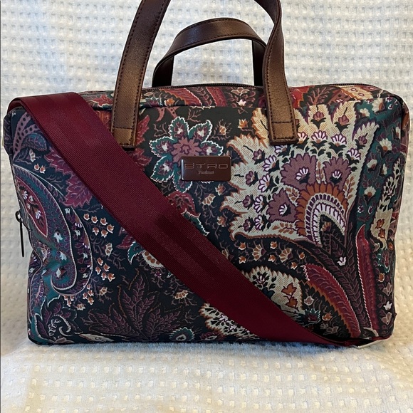 ETRO Floral Paisley Messanger Bag with Burgundy Strap - Picture 14 of 14